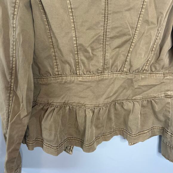 White House Black Market Snap Front Snatch Waist Stretch Military Jacket Size 0 - Picture 12 of 16